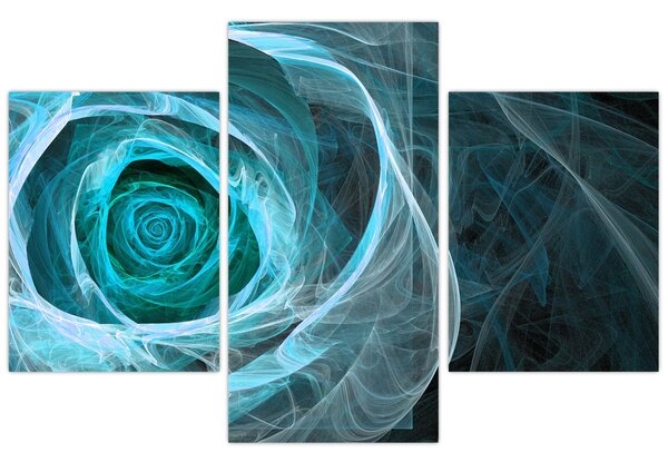 Tablou - Abstract trandafir albastru cu fundal negru (90x60 cm)
