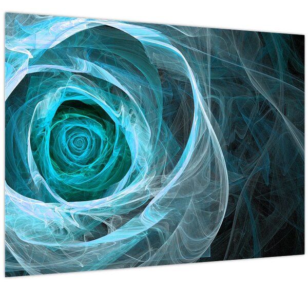 Tablou - Abstract trandafir albastru cu fundal negru (70x50 cm)