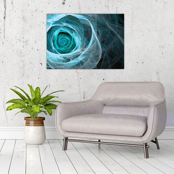 Tablou - Abstract trandafir albastru cu fundal negru (70x50 cm)