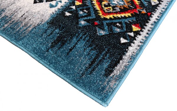 Covor Sufragerie Dormitor, Model Kolibri 11226 140, Albastru Multicolor, Dreptunghi, 120x170