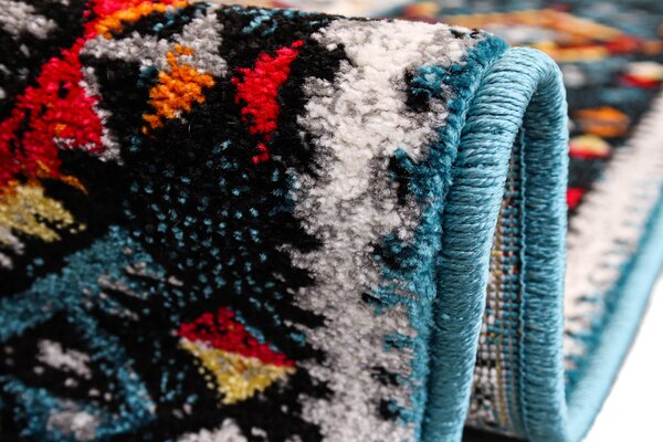 Covor Sufragerie Dormitor, Model Kolibri 11226 140, Albastru Multicolor, Dreptunghi, 120x170