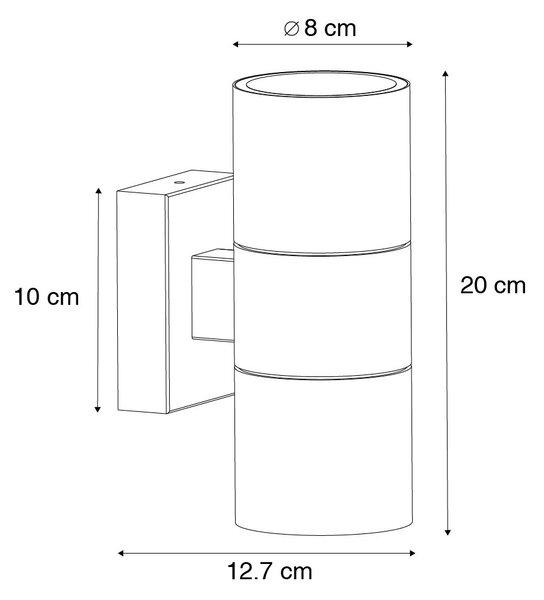 Aplica de perete exterioară modernă neagră cu 2 lumini AR70 IP44 - Duo