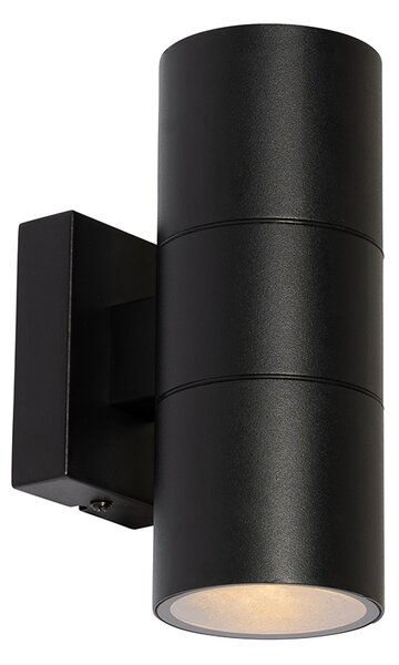 Aplica de perete exterioară modernă neagră cu 2 lumini AR70 IP44 - Duo