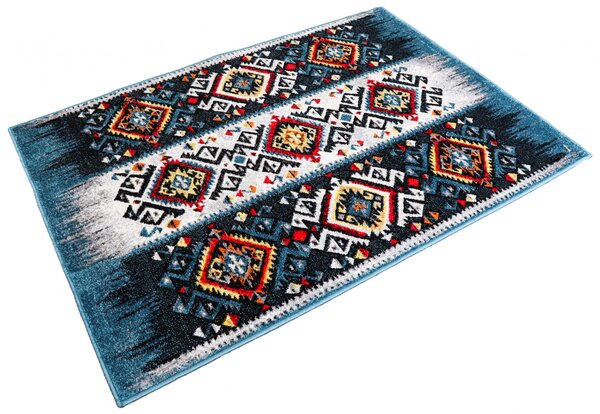 Covor Sufragerie Dormitor, Model Kolibri 11226 140, Albastru Multicolor, Dreptunghi, 120x170