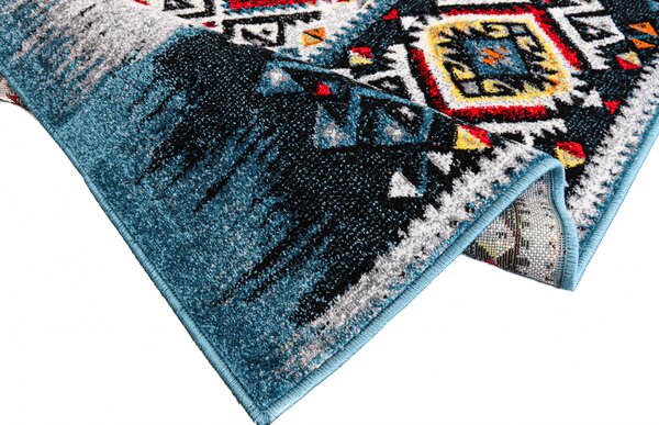 Covor Sufragerie Dormitor, Model Kolibri 11226 140, Albastru Multicolor, Dreptunghi, 120x170