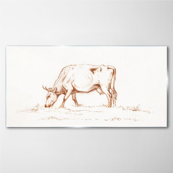 Tablou sticla Desenând vacă animale