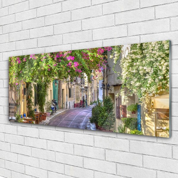 Tablou pe sticla Alley Case Floral Galben Verde Maro