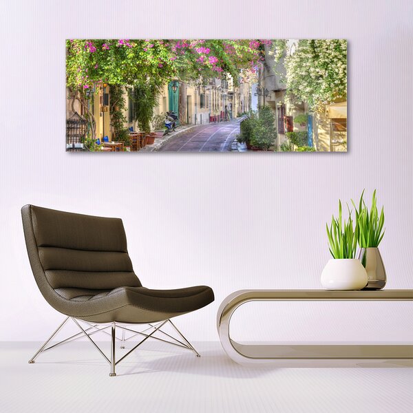 Tablou pe sticla Alley Case Floral Galben Verde Maro