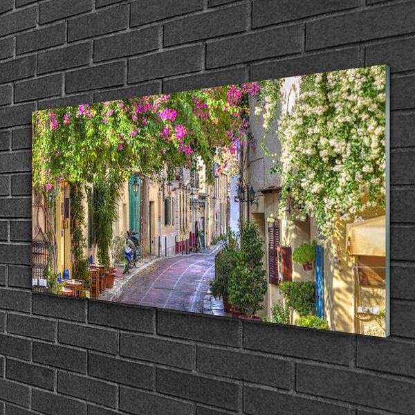 Tablou pe sticla Alley Case Floral Galben Verde Maro