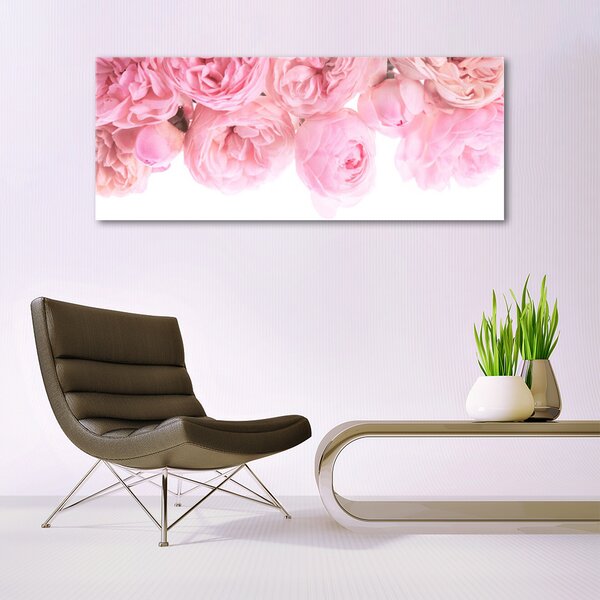Tablou pe sticla Trandafiri roz Floral