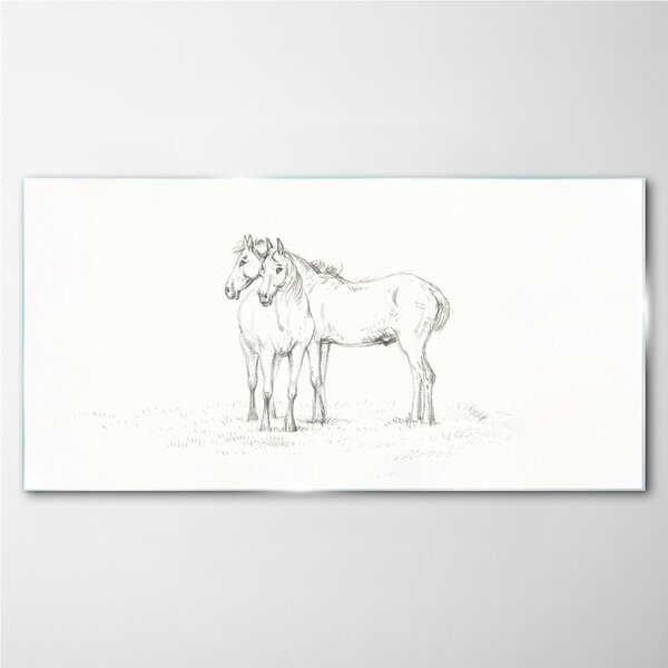 Tablou sticla Desenând caii de animale