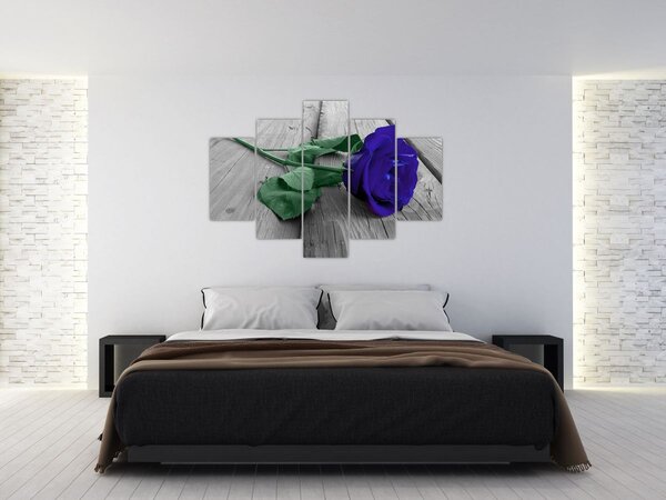Tablou - Trandafir albastru cu tulpina verde (150x105 cm)
