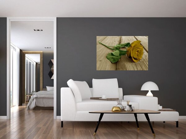 Tablou - Vintage trandafiri galbeni (90x60 cm)