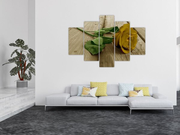 Tablou - Vintage trandafiri galbeni (150x105 cm)