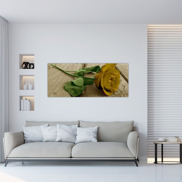 Tablou - Vintage trandafiri galbeni (120x50 cm)
