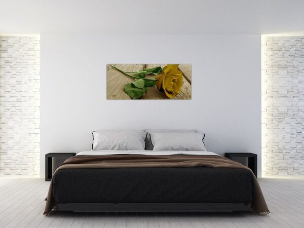 Tablou - Vintage trandafiri galbeni (120x50 cm)