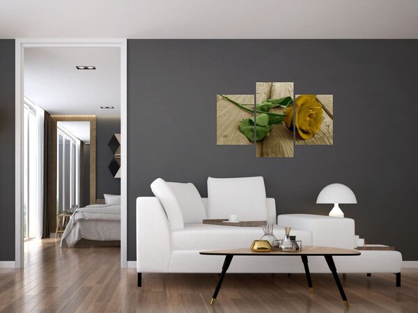 Tablou - Vintage trandafiri galbeni (90x60 cm)