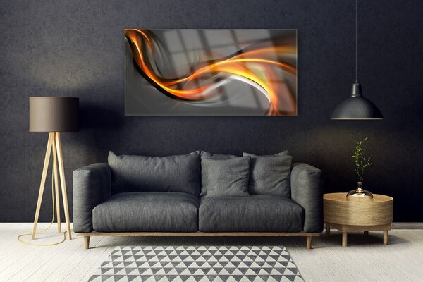 Tablou pe sticla Abstract Art Galben Portocaliu Gri