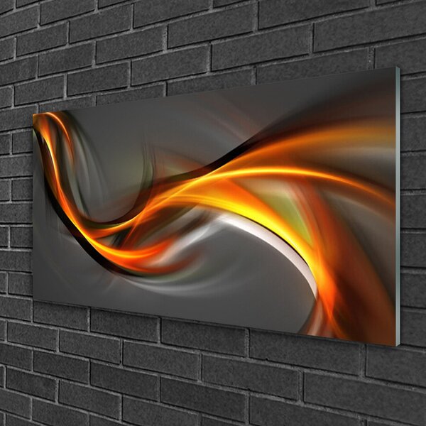 Tablou pe sticla Abstract Art Galben Portocaliu Gri
