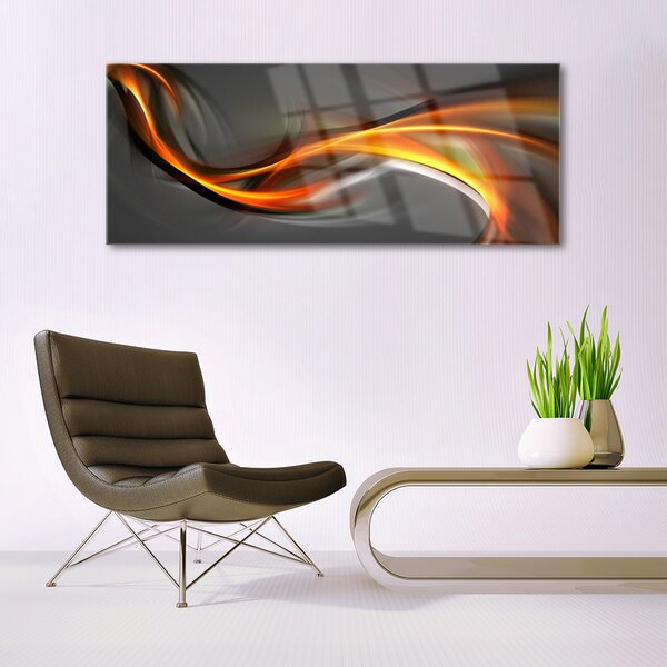Tablou pe sticla Abstract Art Galben Portocaliu Gri
