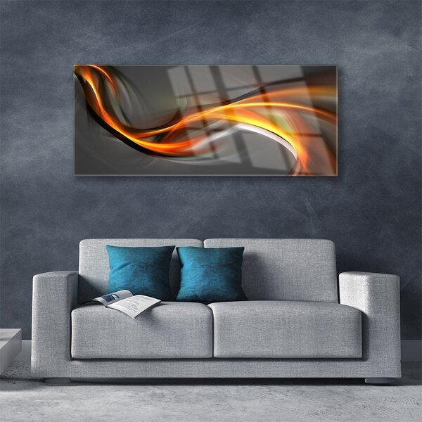 Tablou pe sticla Abstract Art Galben Portocaliu Gri