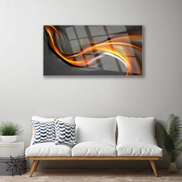 Tablou pe sticla Abstract Art Galben Portocaliu Gri