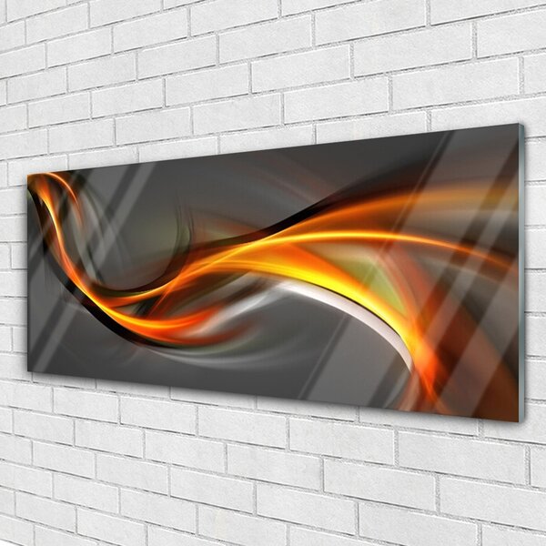 Tablou pe sticla Abstract Art Galben Portocaliu Gri