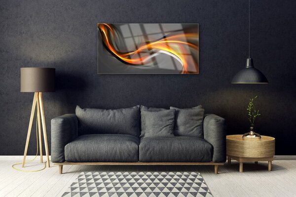 Tablou pe sticla Abstract Art Galben Portocaliu Gri