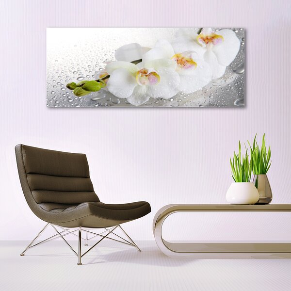 Tablou pe sticla Flori Floral alb