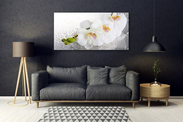 Tablou pe sticla Flori Floral alb