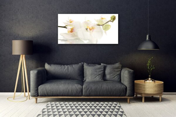 Tablou pe sticla Flori Floral alb