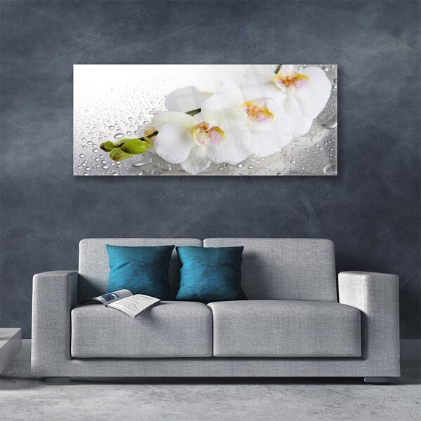 Tablou pe sticla Flori Floral alb