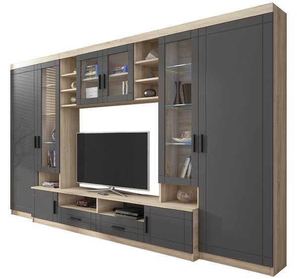 Mobilier living Porton (Stejar sonoma + grafit) (fără iluminat). 610097