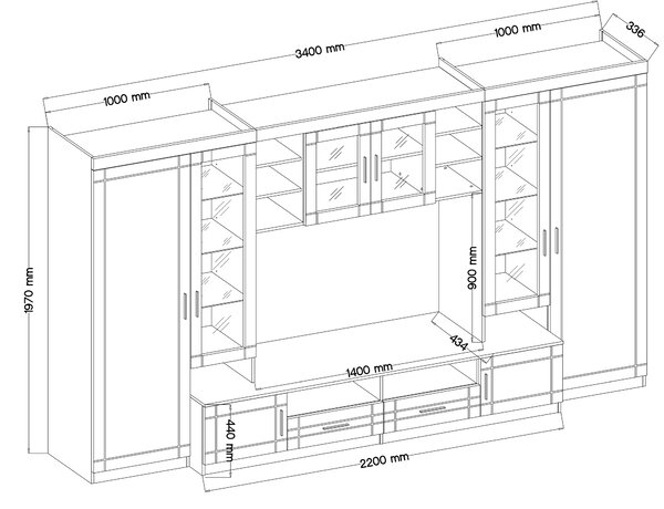 Mobilier living Porton (Stejar sonoma + grafit) (fără iluminat). 610097