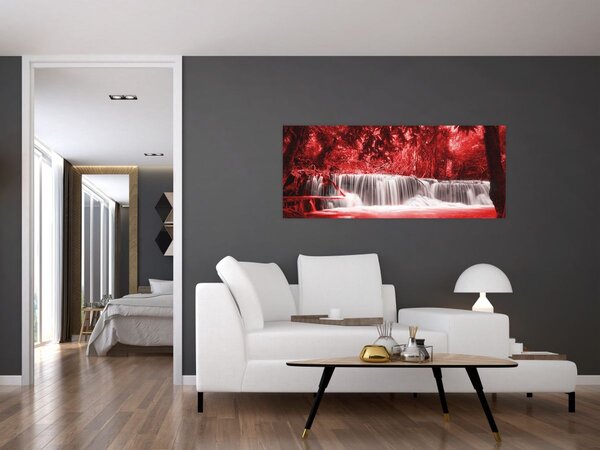 Tablou - Cascadă, roșu (120x50 cm)