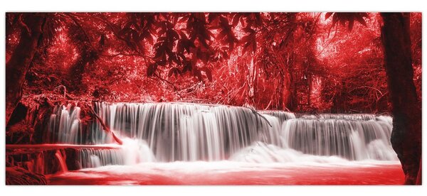 Tablou - Cascadă, roșu (120x50 cm)