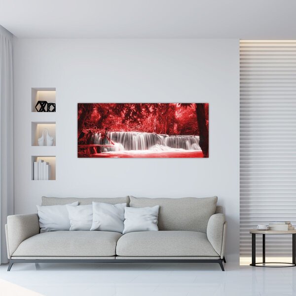 Tablou - Cascadă, roșu (120x50 cm)