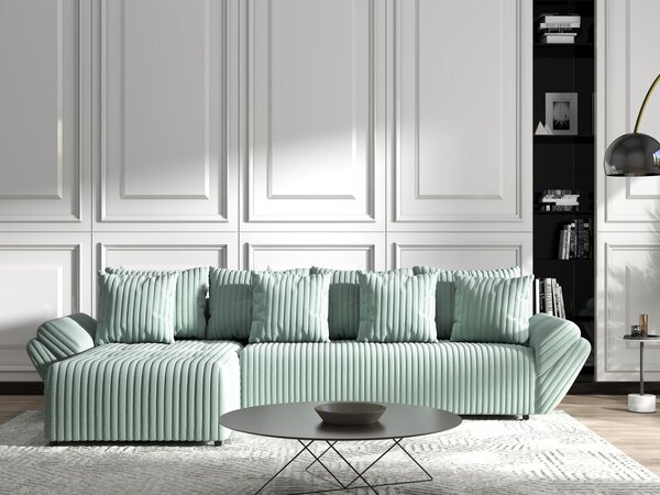 Colțar extensibil dumonde cu ladă de depozitare Berlin XL Ambience Mint 350x185 cm