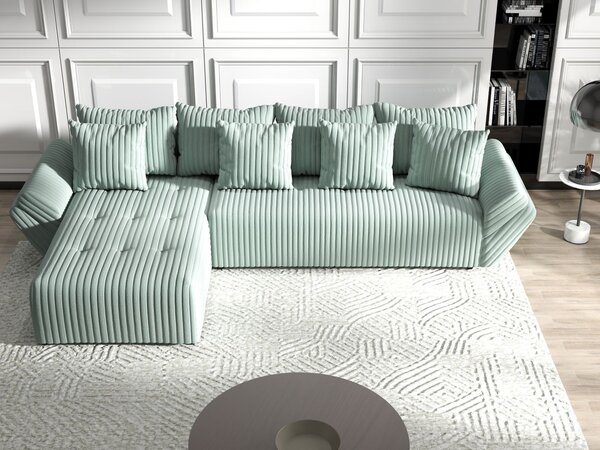 Colțar extensibil dumonde cu ladă de depozitare Berlin XL Ambience Mint 350x185 cm