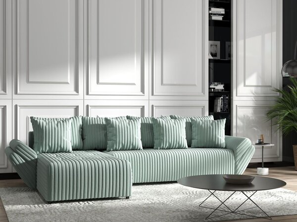 Colțar extensibil dumonde cu ladă de depozitare Berlin XL Ambience Mint 350x185 cm