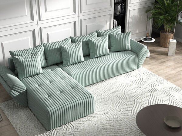 Colțar extensibil dumonde cu ladă de depozitare Berlin XL Ambience Mint 350x185 cm