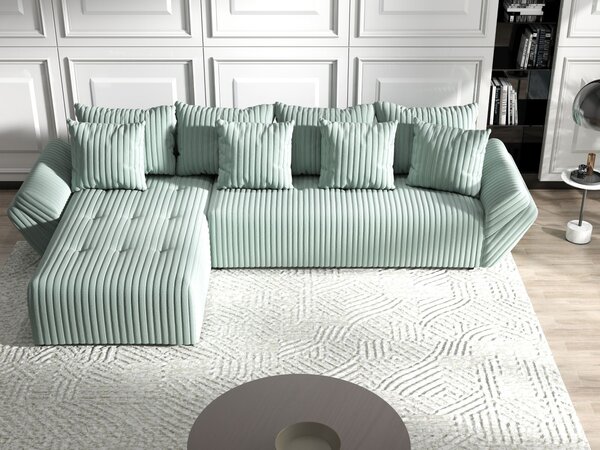 Colțar extensibil dumonde cu ladă de depozitare Berlin XL Ambience Mint 350x185 cm