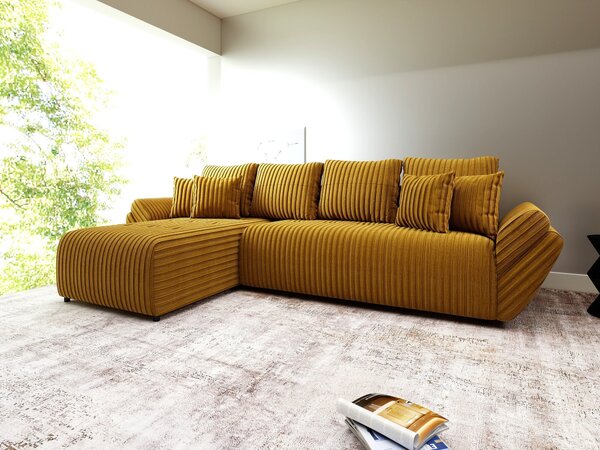 Colțar extensibil dumonde cu ladă de depozitare Berlin XL Ambience Mustar 350x185 cm