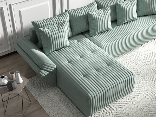 Colțar extensibil dumonde cu ladă de depozitare Berlin XL Ambience Mint 350x185 cm