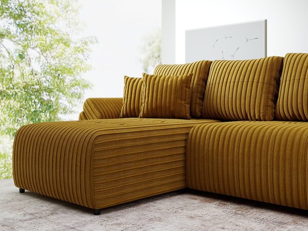 Colțar extensibil dumonde cu ladă de depozitare Berlin XL Ambience Mustar 350x185 cm