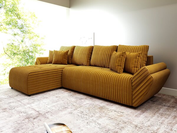 Colțar extensibil dumonde cu ladă de depozitare Berlin XL Ambience Mustar 350x185 cm