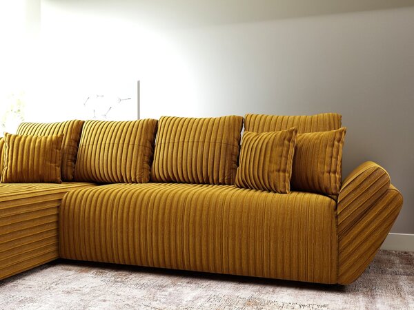 Colțar extensibil dumonde cu ladă de depozitare Berlin XL Ambience Mustar 350x185 cm
