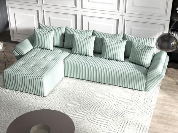 Colțar extensibil dumonde cu ladă de depozitare Berlin XL Ambience Mint 350x185 cm