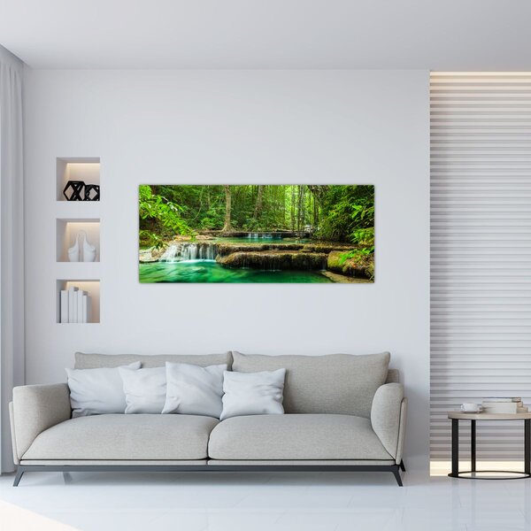 Tablou - Cascada verde (120x50 cm)