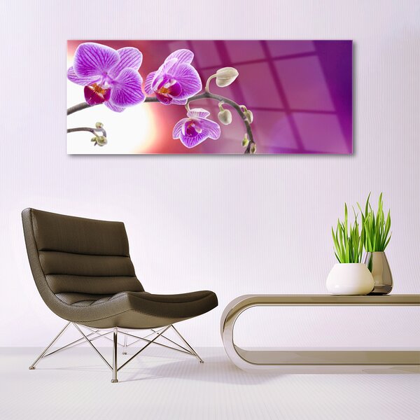 Tablou pe sticla Flori roz Floral